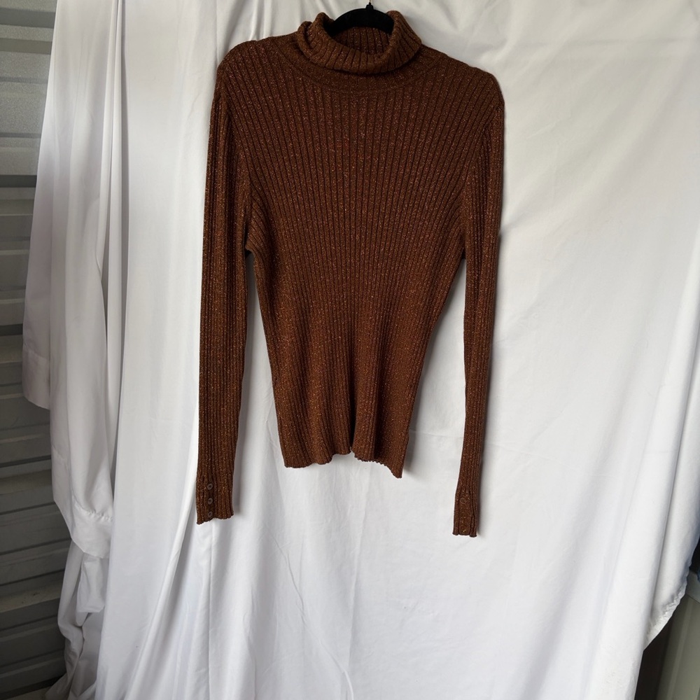 Charter Club Ribbed Turtleneck Sweater in Warm copper Brown